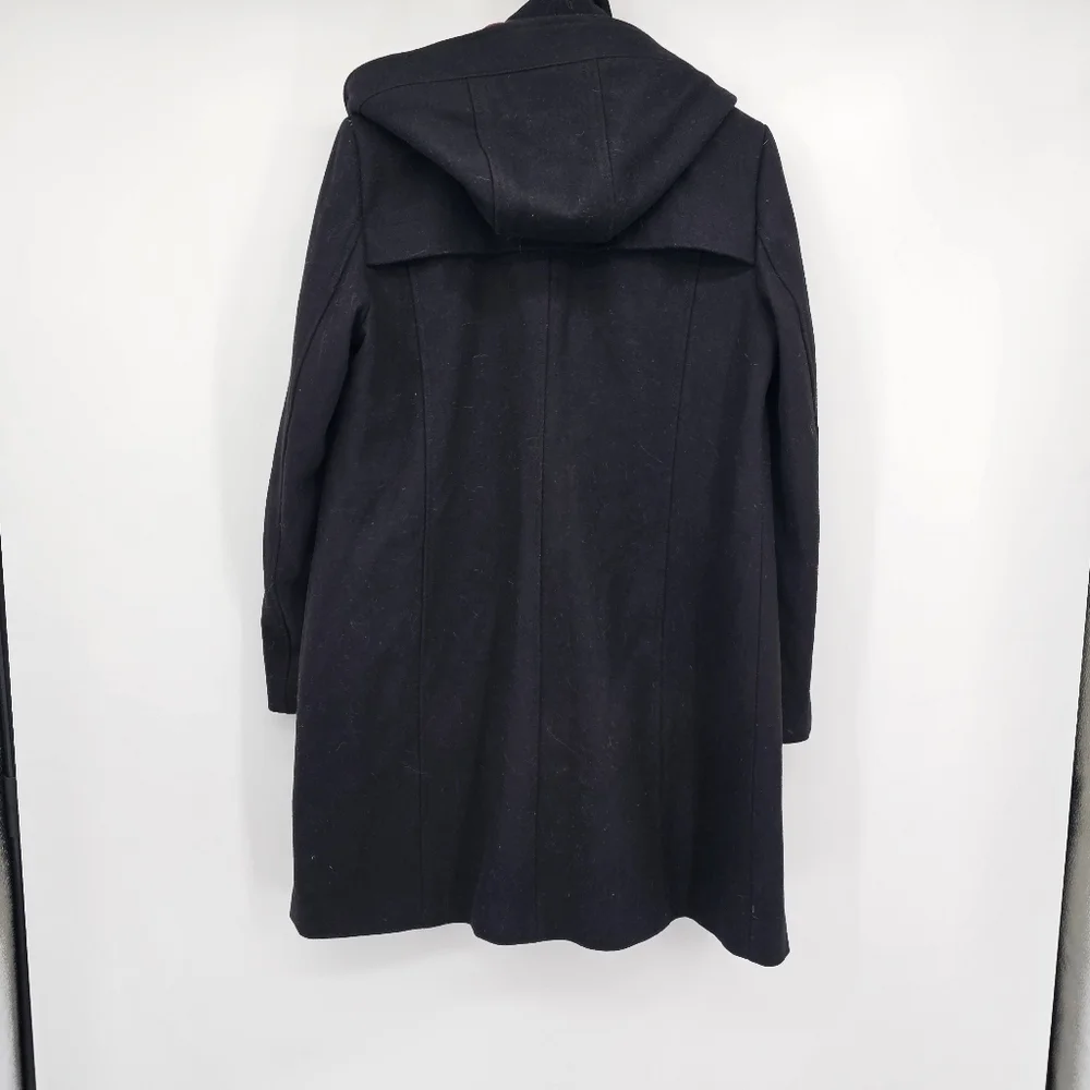 Tommy Hilfiger Navy Women's Single-breasted Wool-blend Coat Size Large